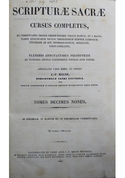 Scripturae Sacrae Cursus Completus Tomus Decimus Nonus 1866 r.