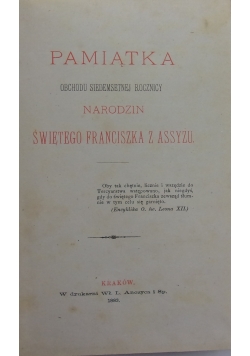 Pamiątka narodzin Świętego Franciszka z Assyżu, 1883 r.