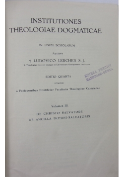 Institutiones theologiae dogmaticae, vol. III, 1945 r.