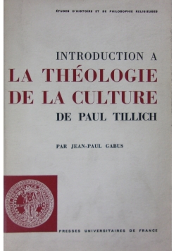 Introduction à la théologie de la culture de Paul Tillich