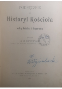 Podręcznik do historii Kościoła, 1903 r.