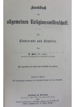 Handbuch der allgemeinen Religionswissenschaft, 1887 r.