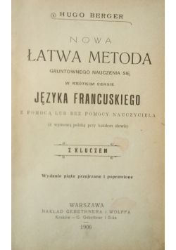 Nowa łatwa Metoda języka francuskiego 1906 r.