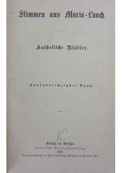 Stimmen aus Maria-Laach. Katholische Blatter, 66. Band, 1904 r.