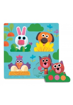 Puzzle drewniane z uchwytami - Zwierzęta z farmy