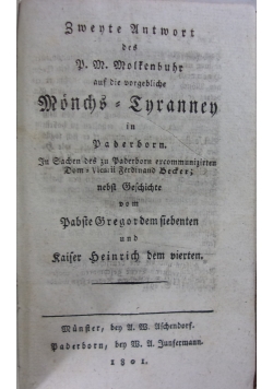 Monchs Tyrannen, 1801r.