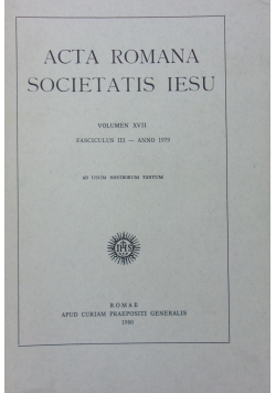 Acta Romana Societatis Iesu, XVII