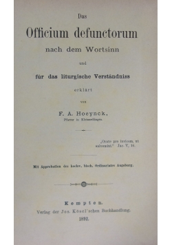 Officium defunctorum ,1892r.