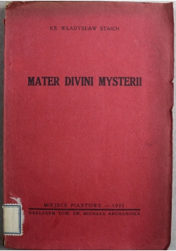 Mater Divini Mysterii 1933 r.