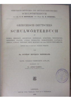 Griechisch-Deutsches Schulworterbuch, 1900 r.