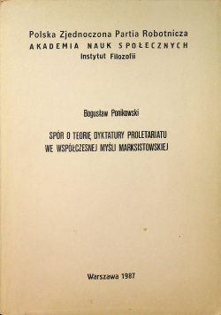 Spór o teorię dyktatury proletariatu we współczesnej myśli  marksistowskiej
