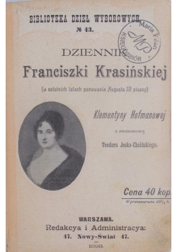 Dziennik Franciszki Krasińskiej, 1898r.