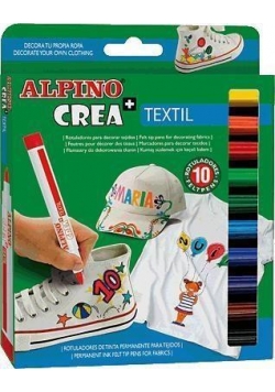 Flamastry Crea+ Textil 10 kolorów ALPINO