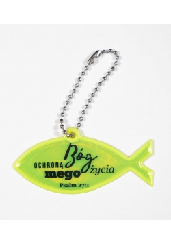 Zawieszka odblaskowa. Rybka - Bóg ochroną życia...