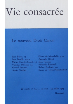 Vie consacree 55e annee N 3 / 4