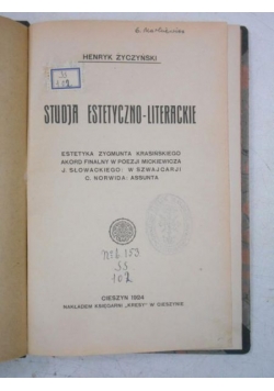 Studja estetyczno-literackie, 1924 r.