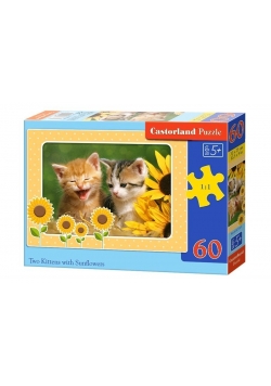 Puzzle 60 Two Kittens with Sunflowers CASTOR