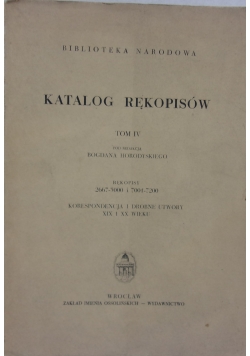 Katalog rękopisów. Tom IV