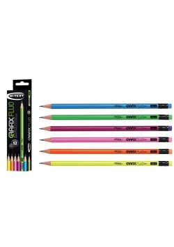 Ołówki Grafix Fluo HB (12szt) FIBRACOLOR