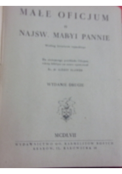 Małe oficjum o Najświętszej Maryi Pannie