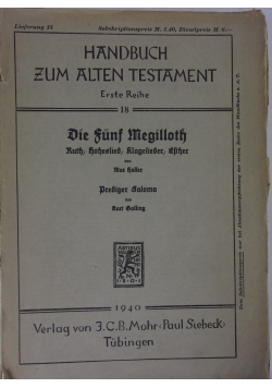 Die Sunf Megilloth, 1940 r.