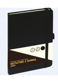 Notatnik A6/80K kratka z gumką czarny GRAND