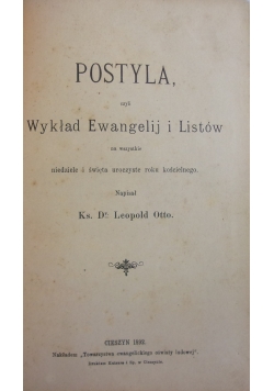 Postyla, czyli Wykład Ewangelij i Listów, 1892 r.