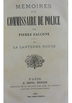 Memoires dun commissaire de police - Tom II , 1875 r.