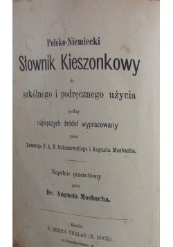 Polsko Niemiecki Słownik Kieszonkowy,1870 r.