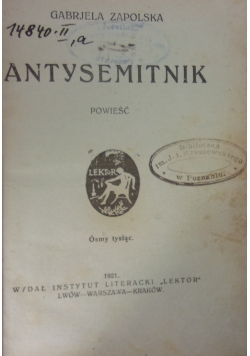 Antysemitnik, 1921 r.