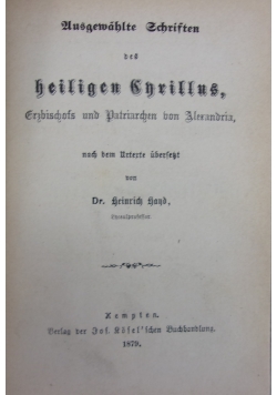 Ausgewahlte Schriften des heiligen Christus, 1879r.