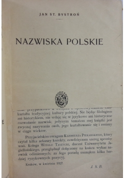 Nazwiska polskie, ok. 1935 r.