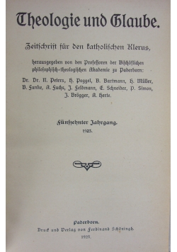 Theologie und Blaube, 1923r.