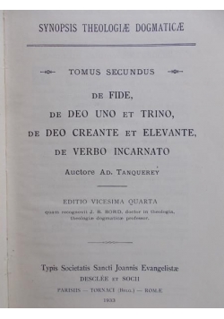 Synopsis theologiae dogmaticae,1933r.