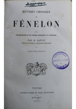 Ceuvres Choisies Fenelon 1865 r.