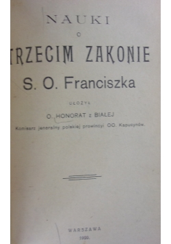 Nauki o trzecim zakonie S.O. Franciszka, 1920 r.