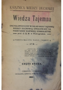 Wiedza Tajemna. Część II, 1921 r.