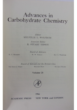 Advances in Carbohydrate Chemistry,Vol 21
