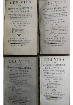 Les Vies des Hommes Illustres de Plutarque  4 tomy 1778 r.