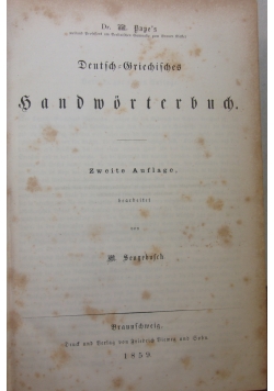 Deutsch-Griechisches Handworterbuch,1859r.