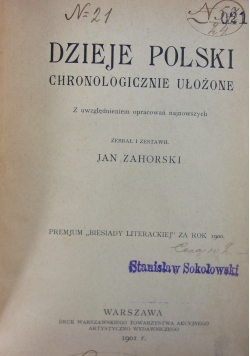 Dzieje Polski chronologicznie ułożone, 1901 r.