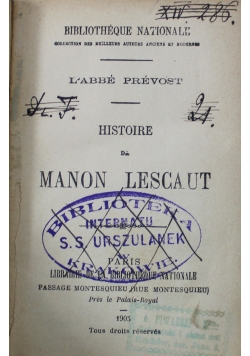 Histoire de Manon Lescaut 1905 r.