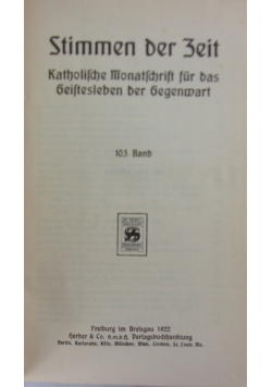 Stimmen der Zeit 1043 band, 1922r.