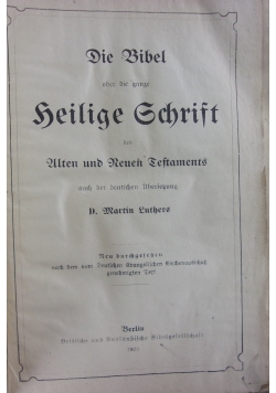 Die Bibel oder die ganze heilige Schrift ,1923r.