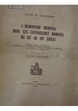 L'humanisme médiéval dans les littératures romanes du XV siecle