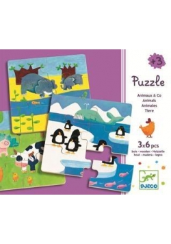 Drewniane puzzle sześcioelementowe 3 obrazki