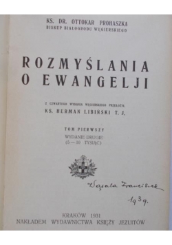 Rozmyślania o Ewangelji, 1931 r.