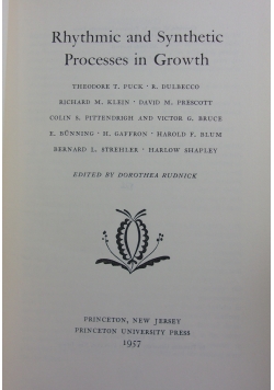 Rhytmic and Synthetic Processes in Growth