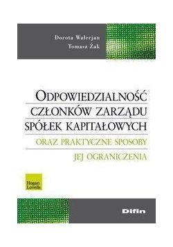 Odpowiedzialność członków zarządu spółek kapitałowych