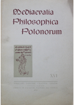 Mediaevalia Philosophica Polonorum XVI